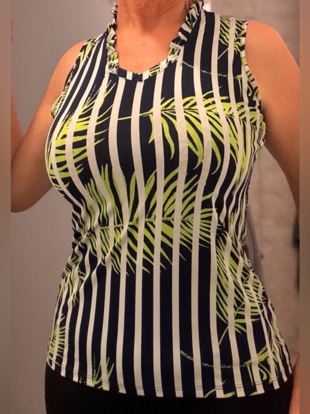 Women’s Sport Haley Shirt, Blouse Golf tennis Active Striped Tropical Size Small